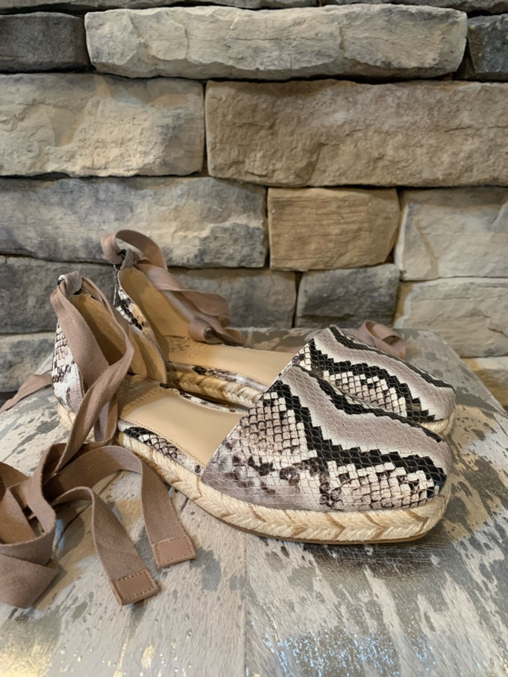 Vince Camuto Jeliany Snakeskin Print Ankle Wrap Espadrille Sandals - Picture 11 of 11